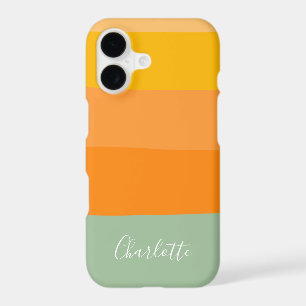 Abstract Colour Block Stripes Orange Mint Name