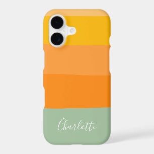 Abstract Colour Block Stripes Orange Mint Name 