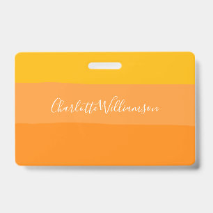 Abstract Colour Block Stripes Orange Personalized Badge
