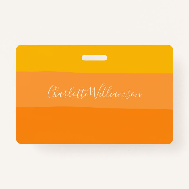 Abstract Colour Block Stripes Orange Personalized  Badge (Front)
