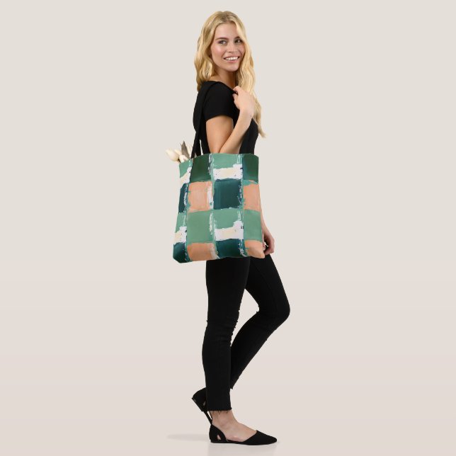 Abstract Colour Block Tote  Bag (On Model)