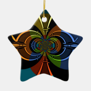 Abstract Colour Burst Art Print Ceramic Ornament