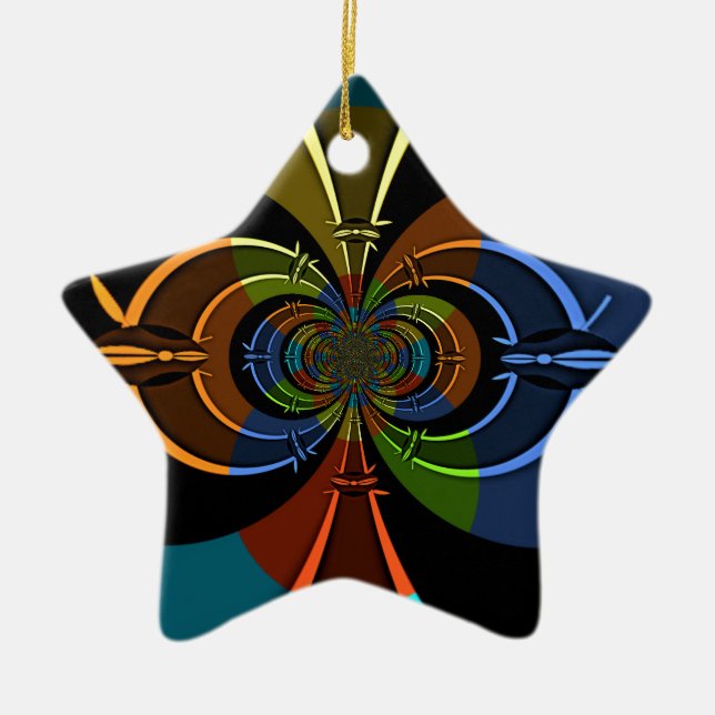 Abstract Colour Burst Art Print Ceramic Ornament (Front)