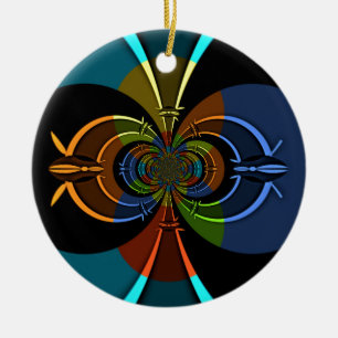Abstract Colour Burst Art Print Ceramic Ornament