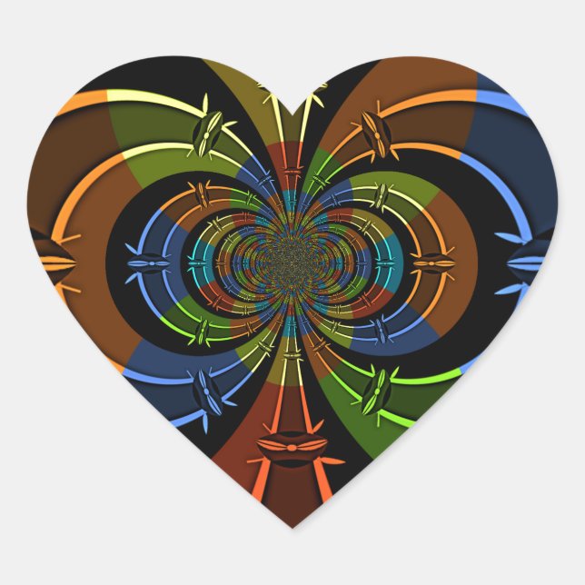 Abstract Colour Burst Art Print Heart Sticker (Front)