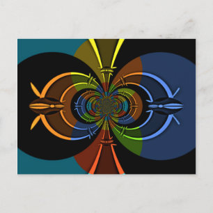 Abstract Colour Burst Art Print Postcard