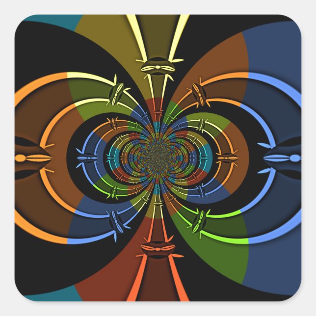 Abstract Colour Burst Art Print Square Sticker (Front)
