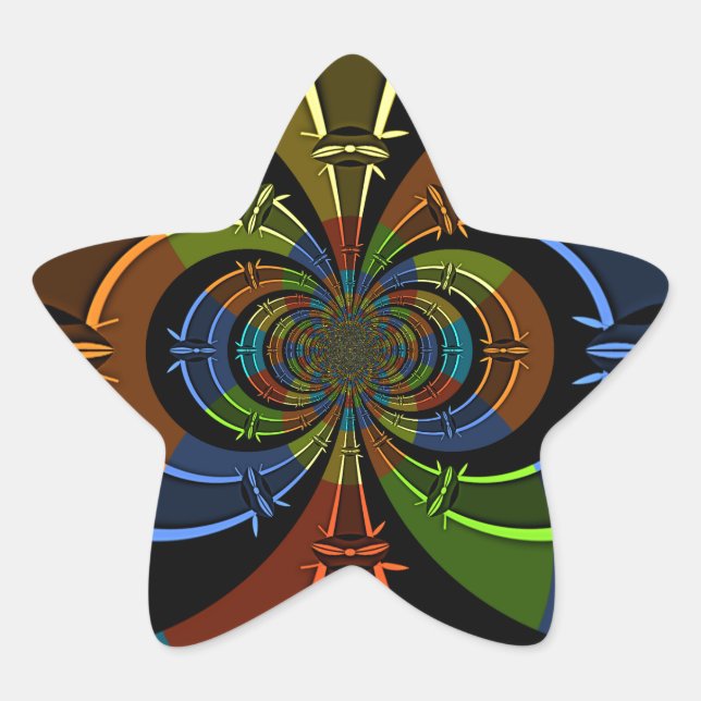 Abstract Colour Burst Art Print Star Sticker (Front)