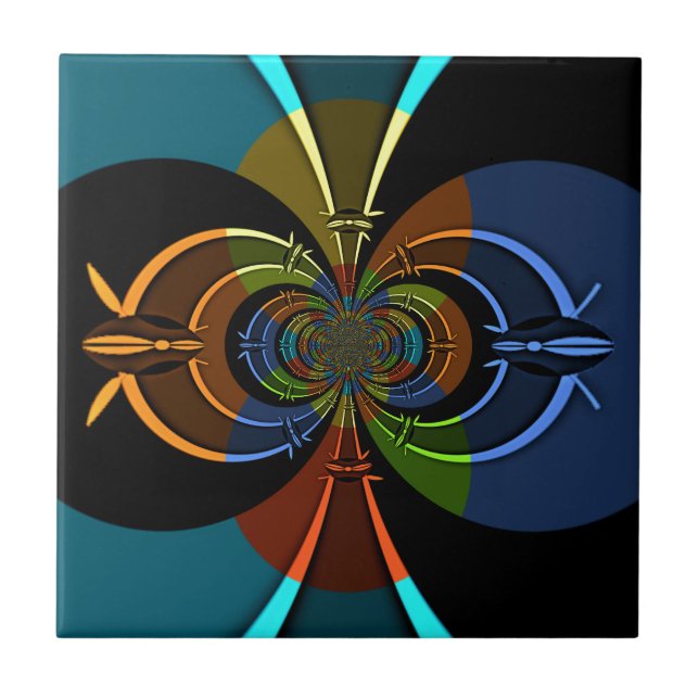 Abstract Colour Burst Art Print Tile (Front)