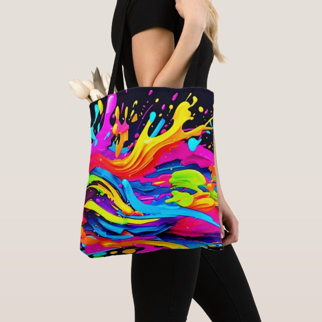 Abstract Colour Burst Art Tote Bag (Close Up)