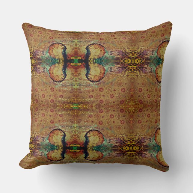 Abstract Colour Design with a hint of Floral Throw Pillow (Front)