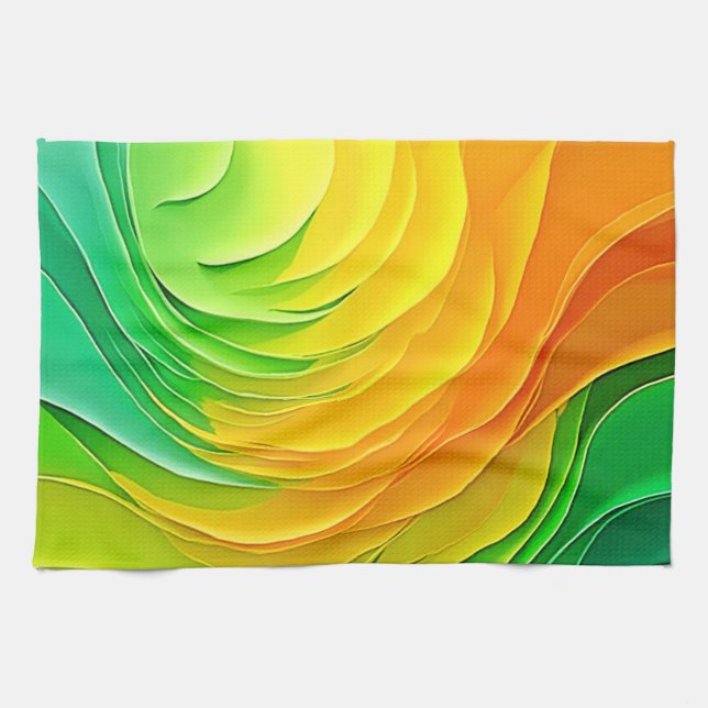 Abstract Colour Energy Flow Design Kitchen Towel (Horizontal)