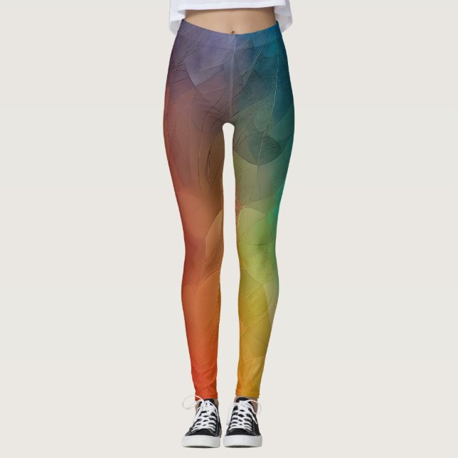 Abstract Colour flow in shapes Leggings (Front)