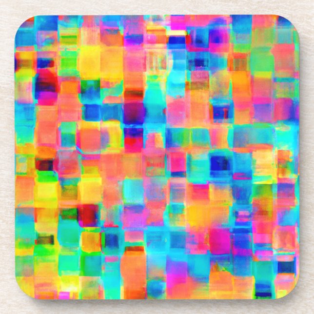 Abstract Colour Grid Coaster (Front)
