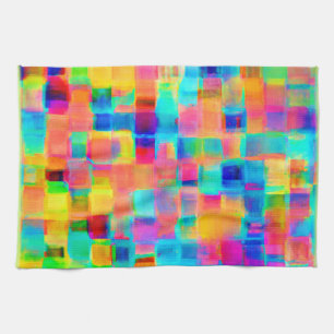 Abstract Colour Grid Kitchen Towel