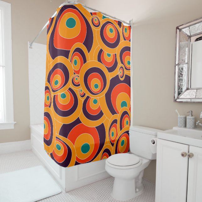 Abstract Colour Ovals Shower Curtain – Modern  (In Situ)