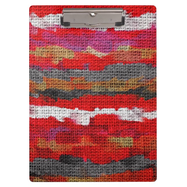 Abstract Colour Paint Brush Rustic Burlap #12 Clipboard (Front)