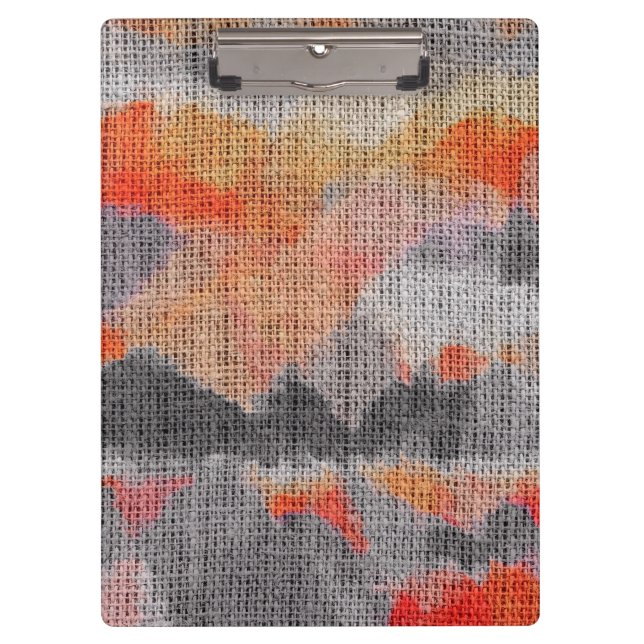 Abstract Colour Paint Brush Rustic Burlap #18 Clipboard (Front)