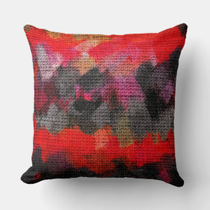 Abstract Colour Paint Brush Rustic Burlap #2 Throw Pillow