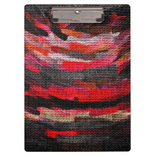 Abstract Colour Paint Brush Rustic Burlap #4 Clipboard