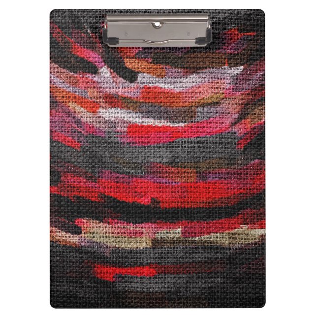 Abstract Colour Paint Brush Rustic Burlap #4 Clipboard (Front)