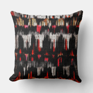 Abstract Colour Paint Brush Rustic Burlap #7 Throw Pillow