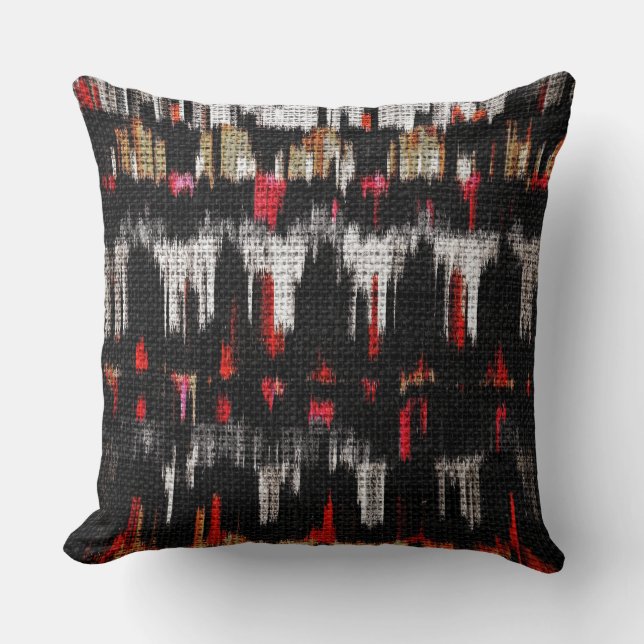 Abstract Colour Paint Brush Rustic Burlap #7 Throw Pillow (Front)