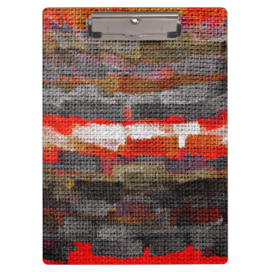 Abstract Colour Paint Brush Rustic Burlap #9 Clipboard
