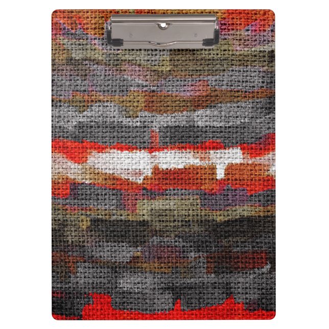 Abstract Colour Paint Brush Rustic Burlap #9 Clipboard (Front)