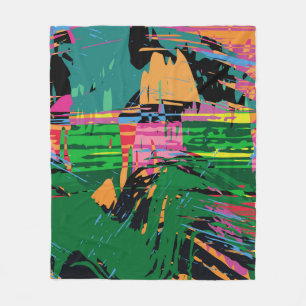 Abstract colour pattern in graffiti style quality fleece blanket