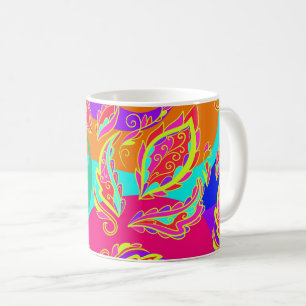 abstract,colour,pattern, indian,mandala,pink, coffee mug