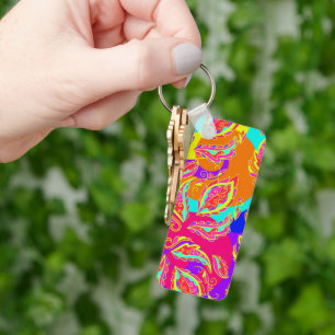 abstract,colour,pattern, indian,mandala,pink, keychain