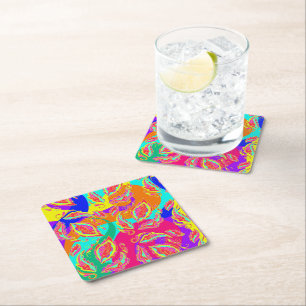 abstract colour pattern square paper coaster