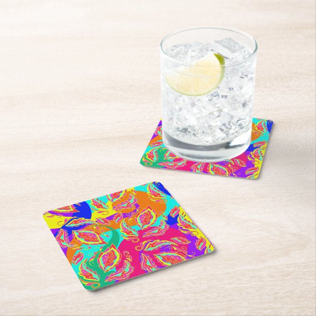 abstract colour pattern square paper coaster (Insitu)