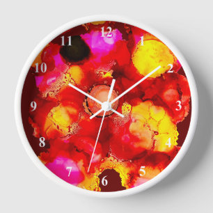 Abstract colour red and pink clock