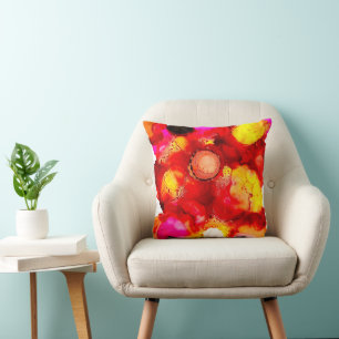 Abstract colour red and pink throw pillow