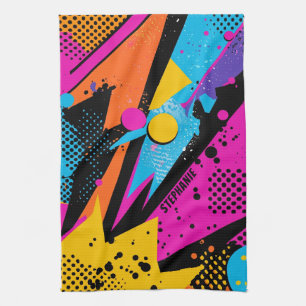 Abstract Colour Splash in Retro Comic Style (1) Kitchen Towel