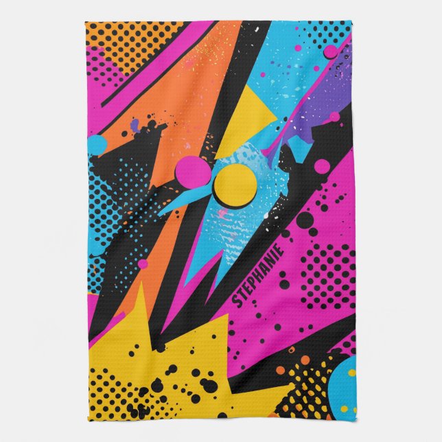 Abstract Colour Splash in Retro Comic Style (1) Kitchen Towel (Vertical)