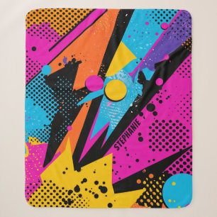 Abstract Colour Splash in Retro Comic Style (1) Sherpa Blanket