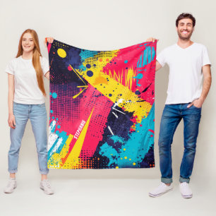 Abstract Colour Splash in Retro Comic Style (2) Fleece Blanket