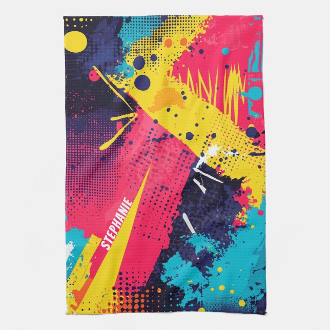 Abstract Colour Splash in Retro Comic Style (2) Kitchen Towel (Vertical)