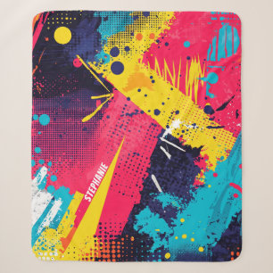 Abstract Colour Splash in Retro Comic Style (2) Sherpa Blanket