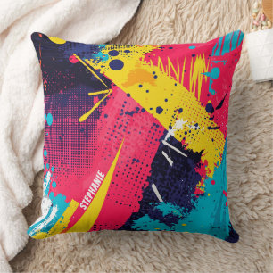 Abstract Colour Splash in Retro Comic Style (2) Throw Pillow