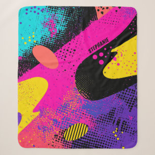 Abstract Colour Splash in Retro Comic Style (3) Sherpa Blanket