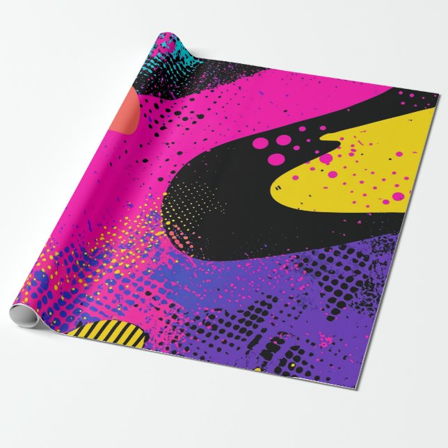 Abstract Colour Splash in Retro Comic Style (3) Wrapping Paper (Unrolled)