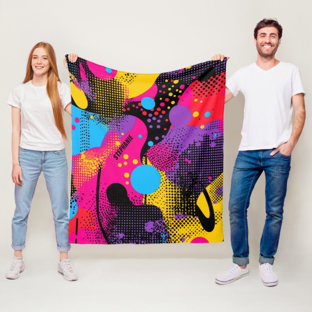 Abstract Colour Splash in Retro Comic Style (4) Fleece Blanket (In Situ)