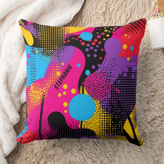 Abstract Colour Splash in Retro Comic Style (4) Throw Pillow (Blanket)