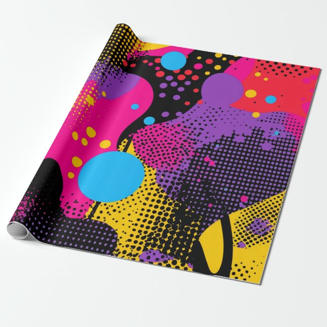 Abstract Colour Splash in Retro Comic Style (4) Wrapping Paper (Unrolled)