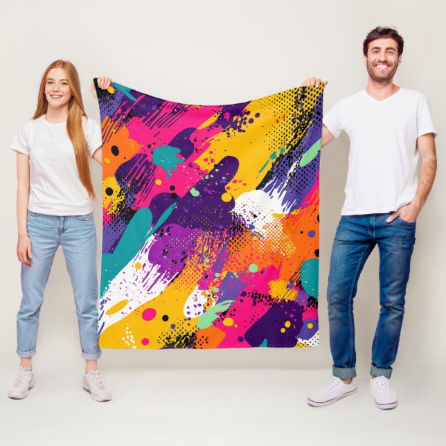 Abstract Colour Splash in Retro Comic Style (5) Fleece Blanket (In Situ)