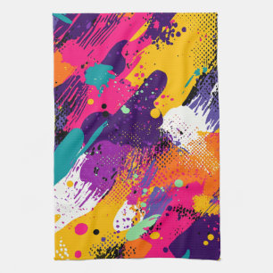 Abstract Colour Splash in Retro Comic Style (5) Kitchen Towel